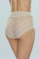 High waist panties, sheer inlays, belly and hips control, stripes